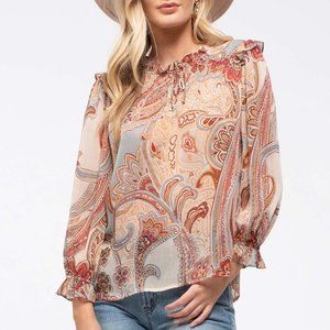Long Sleeve Paisley Blouse